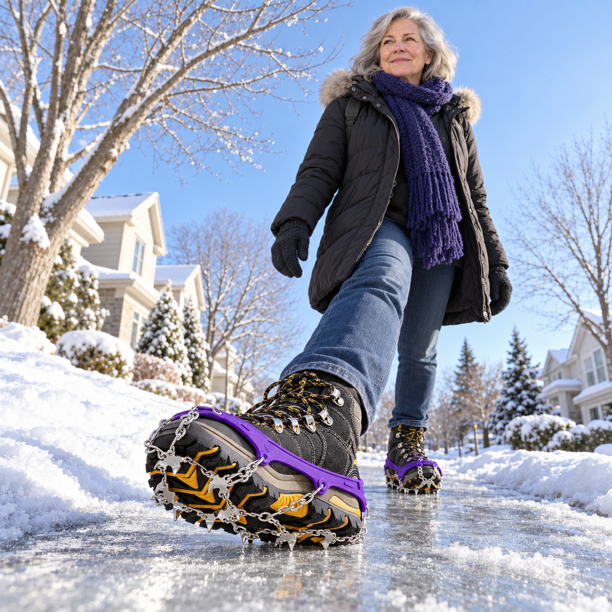 No-Slip Ice Cleats – 19 Steel Spikes